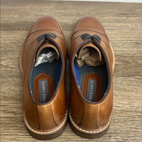 Vince Camuto VY-LAMSON Brown Leather Cap Toe Oxford Dress Shoes  Mens 8.5